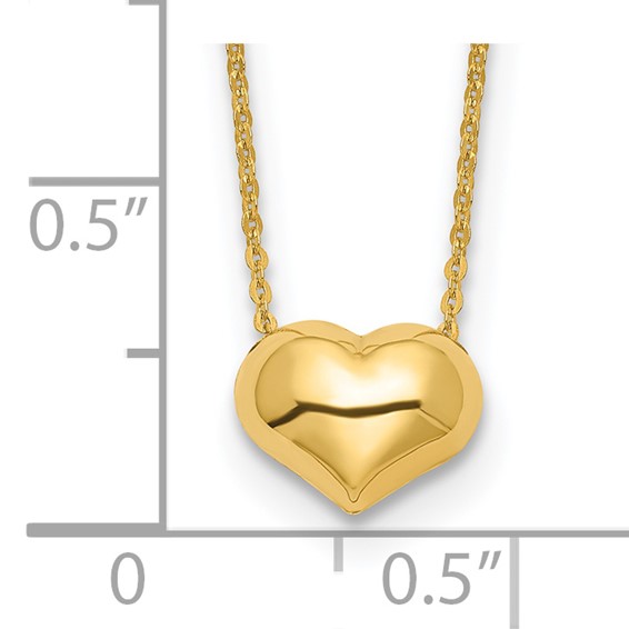Gold Polished Puffed  Heart Necklace