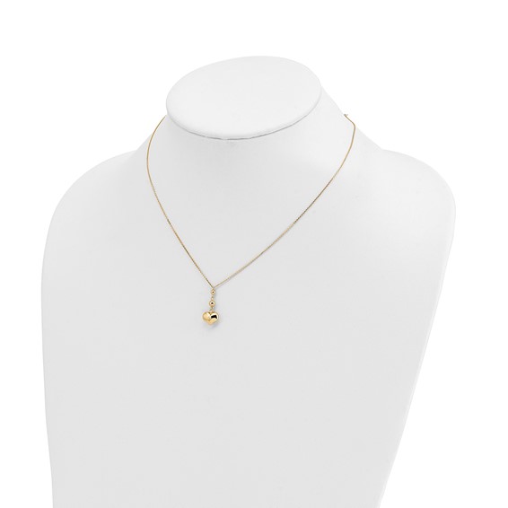 14k Heart with Bead w/2 IN EXT Necklace
