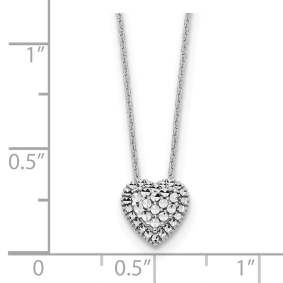 14k White Gold Diamond-cut Heart Slide 18 inch Necklace