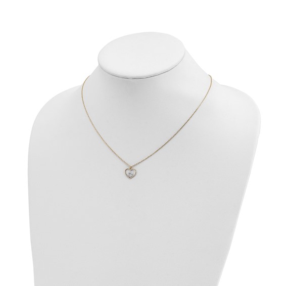 14k with White Rhodium Heart in Heart Pendant 18 inch Necklace