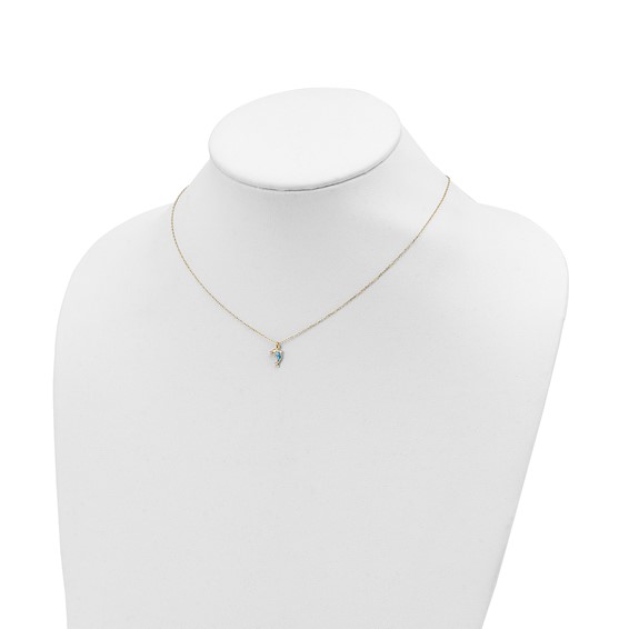 14k Polished Enameled Dolphin 16.5in Necklace