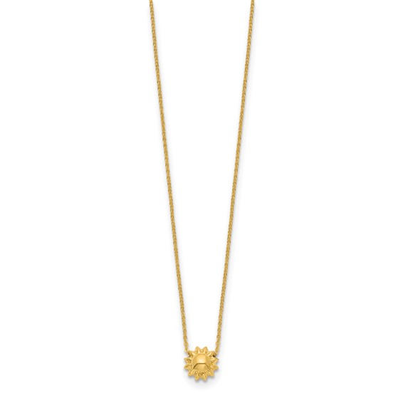 14k Polished Puffed Sun 16.5 inch Necklace
