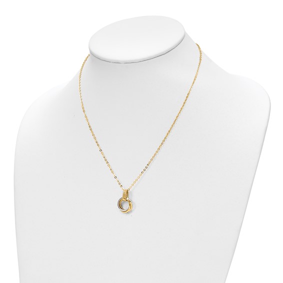14K Two-tone Polished Intertwined Circles w/ .25 inch ext Necklace