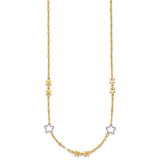 14K Two-tone Polished Star Necklace