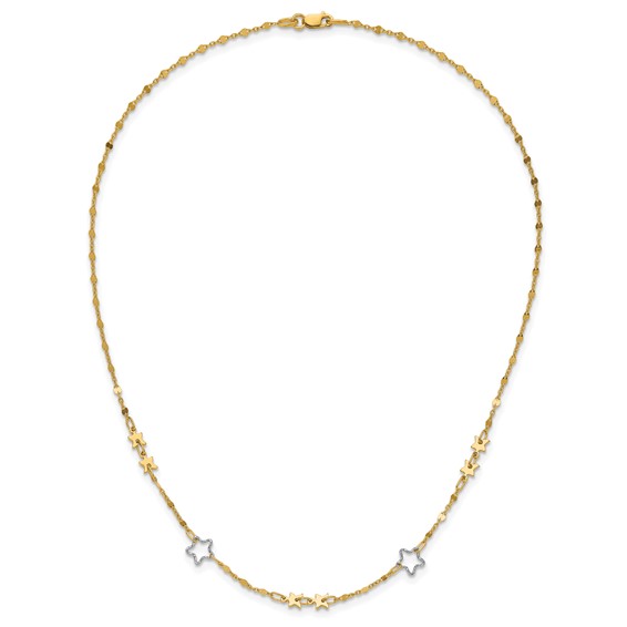 14K Two-tone Polished Star Necklace