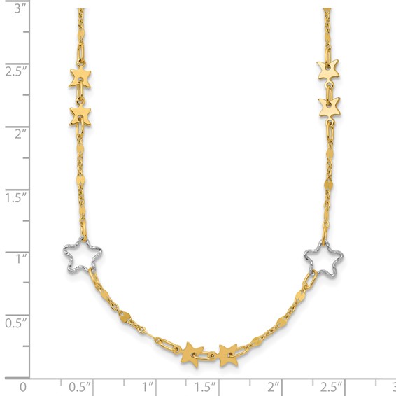 14K Two-tone Polished Star Necklace