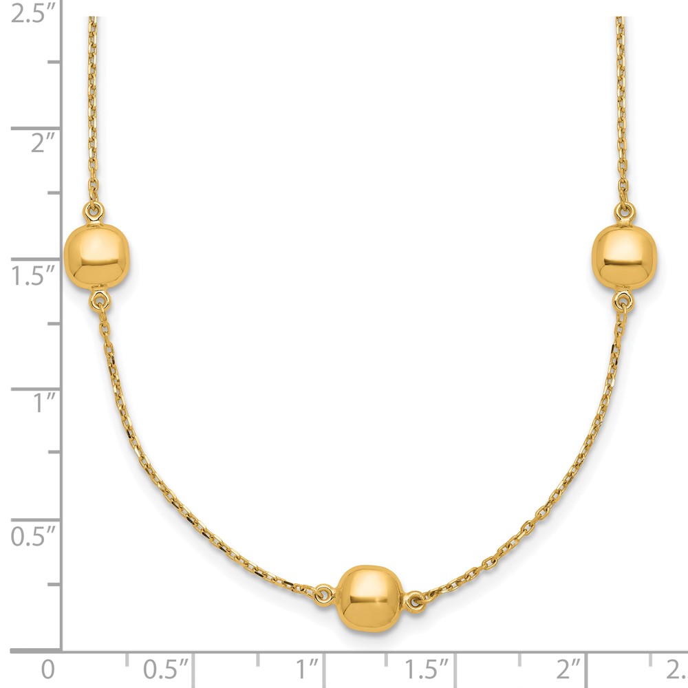 14K Polished Beads 5-Station 16 inch Necklace Plus 2 inch Extender (SF2934-16)