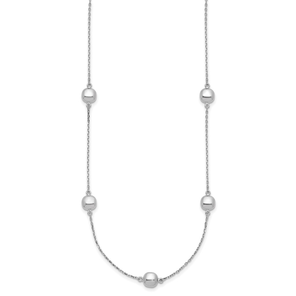 14k White Gold Polished 5 Station 16in w/2 in ext. Necklace (SF2934W-16)