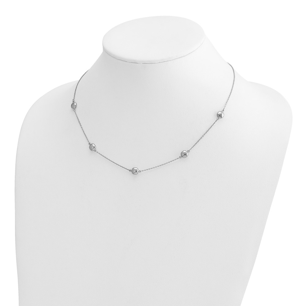14k White Gold Polished 5 Station 16in w/2 in ext. Necklace (SF2934W-16)