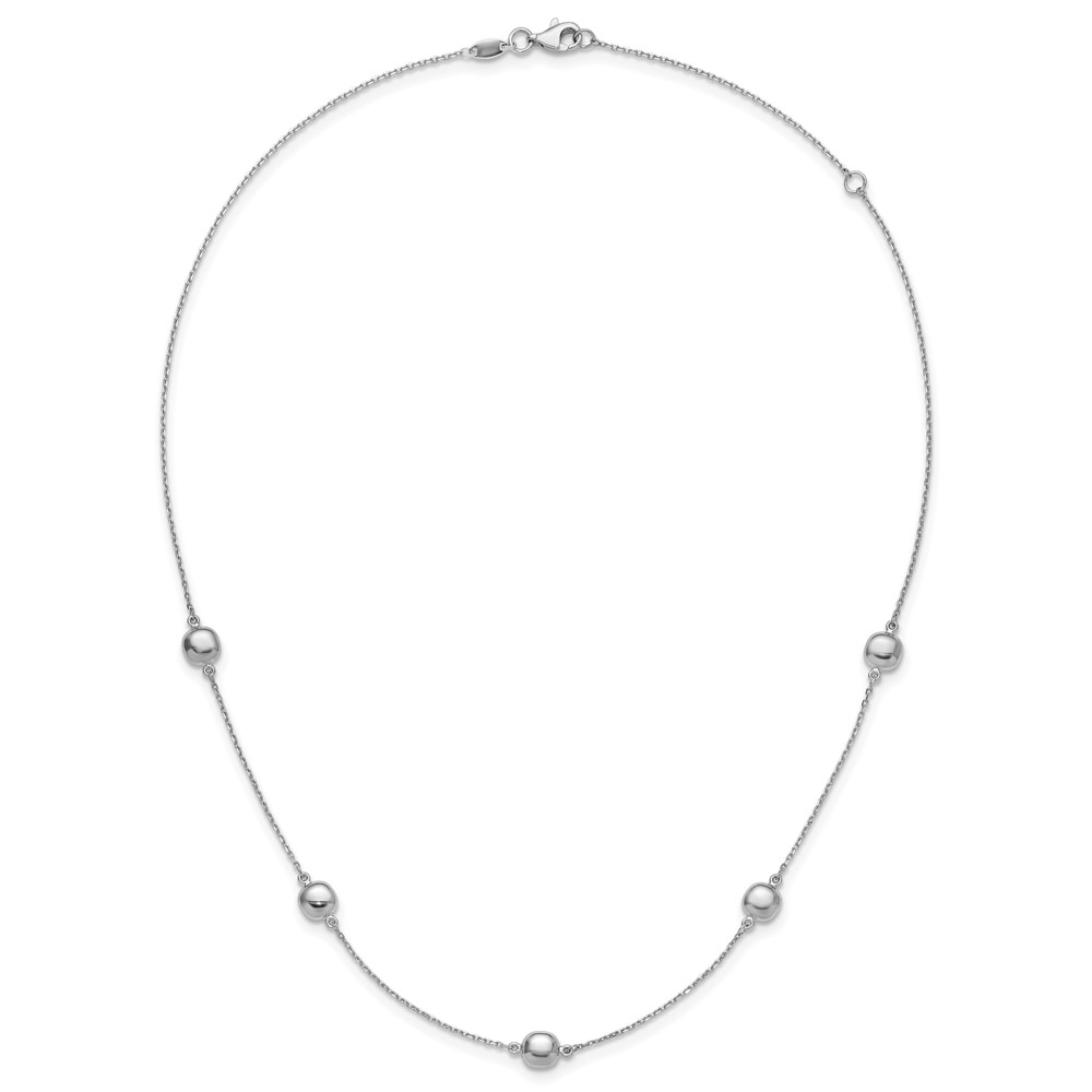 14k White Gold Polished 5 Station 16in w/2 in ext. Necklace (SF2934W-16)
