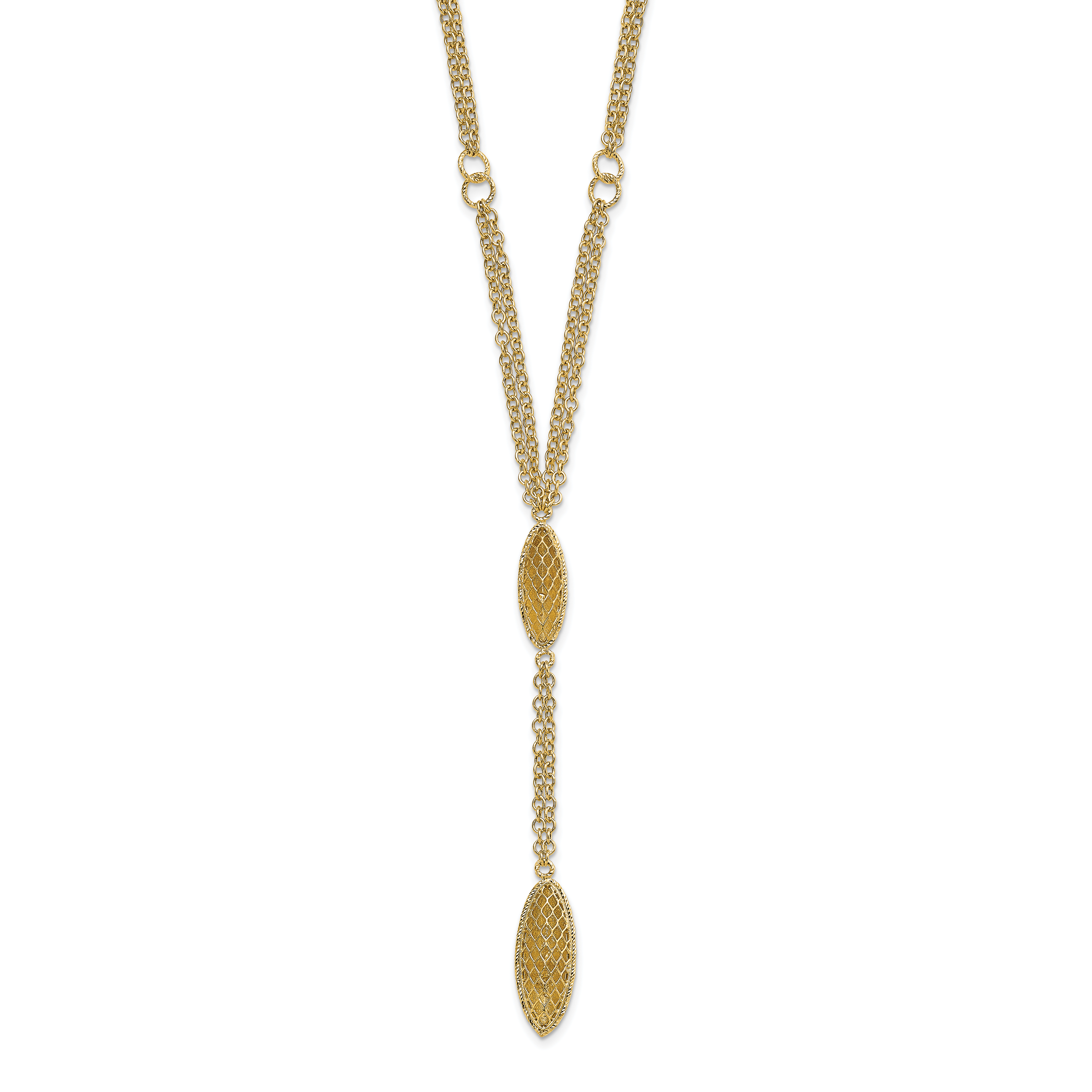 14k Fancy Y Diamond-cut Drop w/1in ext. Necklace (SF2938-16.75)