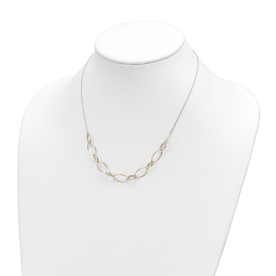 14K Polished Diamond-cut Oval Link 18 inch Necklace