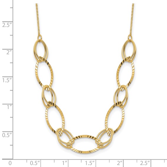 14K Polished Diamond-cut Oval Link 18 inch Necklace