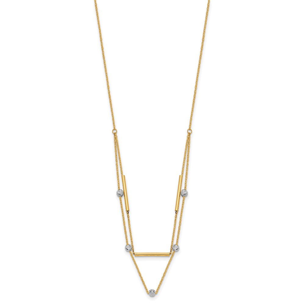 Pre-owned Superdealsforeverything Real 14kt Two-tone Diamond Cut Beads Fancy 17in Necklace; 17 Inch