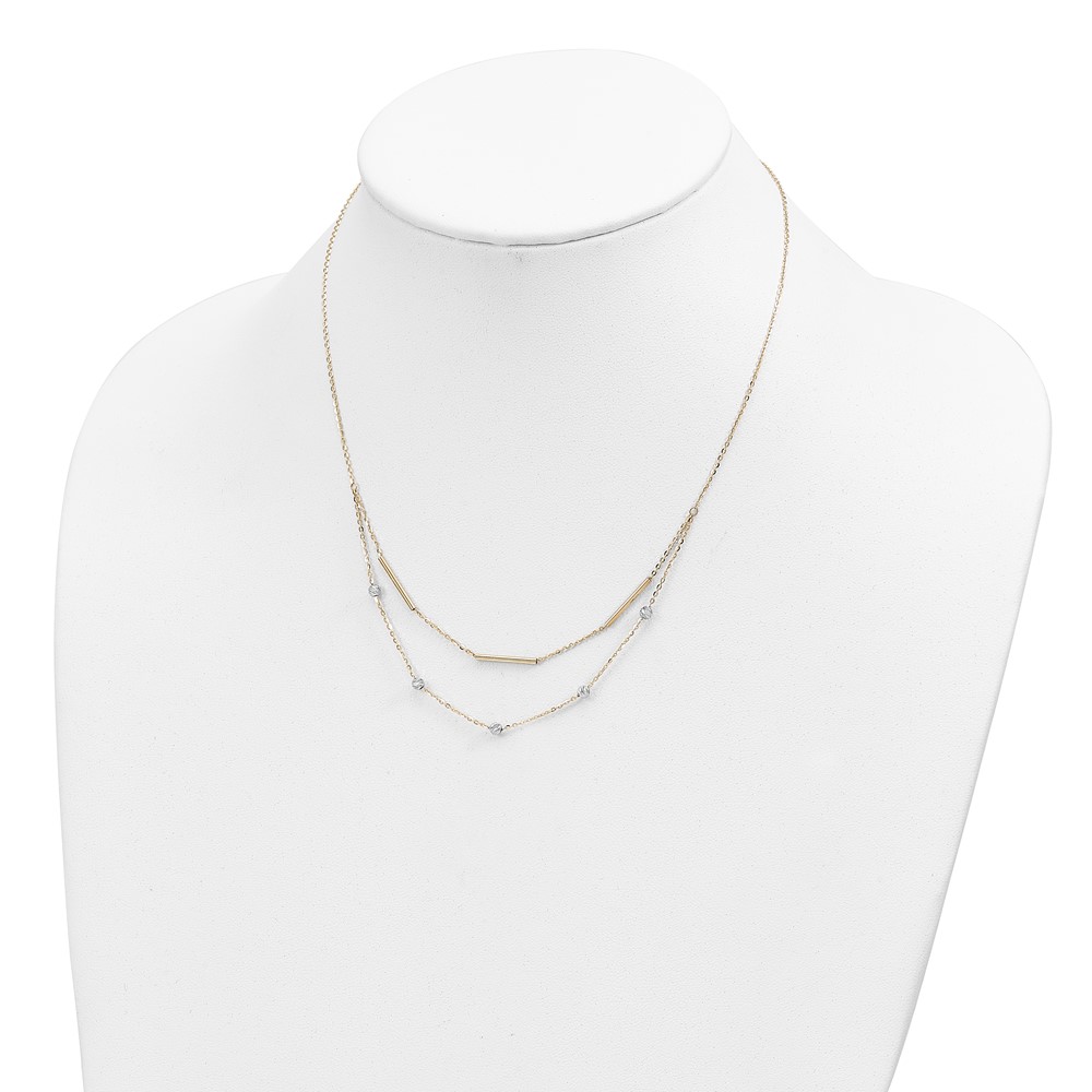 Pre-owned Superdealsforeverything Real 14kt Two-tone Diamond Cut Beads Fancy 17in Necklace; 17 Inch