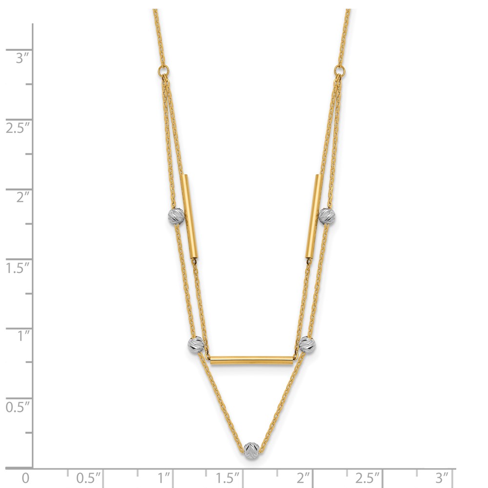 Pre-owned Superdealsforeverything Real 14kt Two-tone Diamond Cut Beads Fancy 17in Necklace; 17 Inch