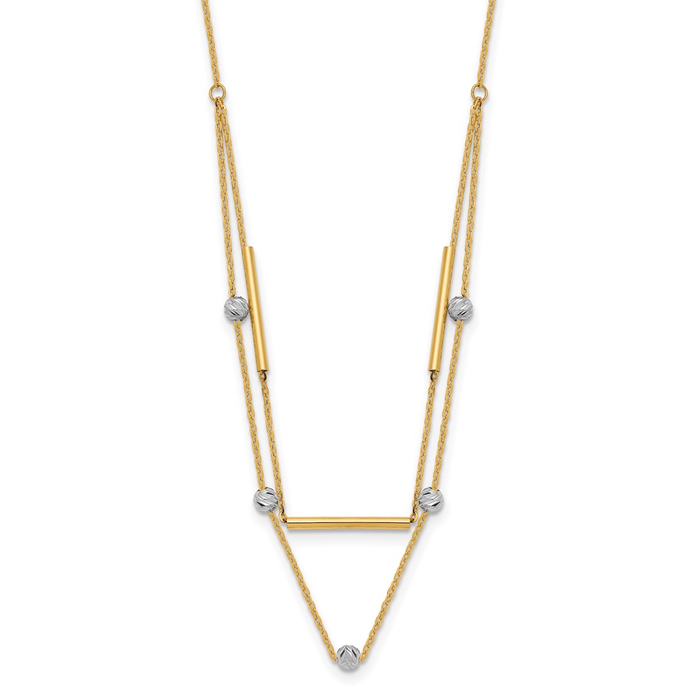 Pre-owned Superdealsforeverything Real 14kt Two-tone Diamond Cut Beads Fancy 17in Necklace; 17 Inch