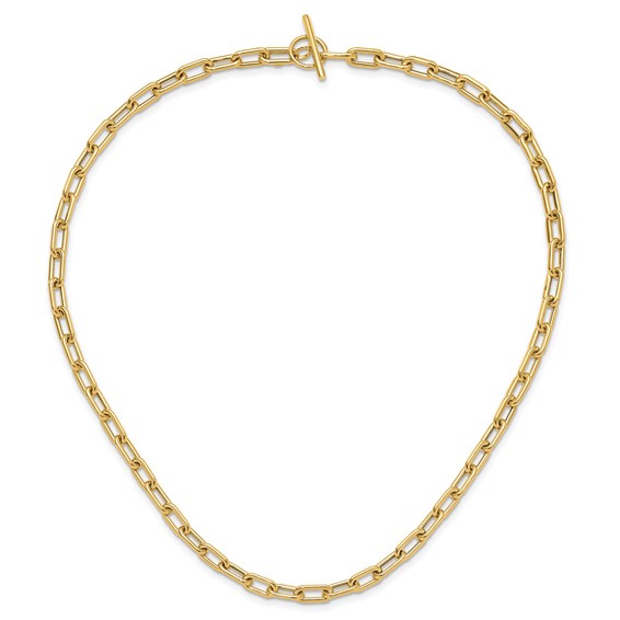 14K Polished Fancy 5mm Oval Link 18 inch Toggle Necklace