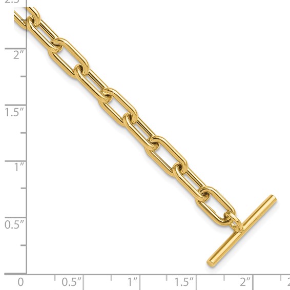 14K Polished Fancy 5mm Oval Cable Link 7.5 inch Toggle Bracelet