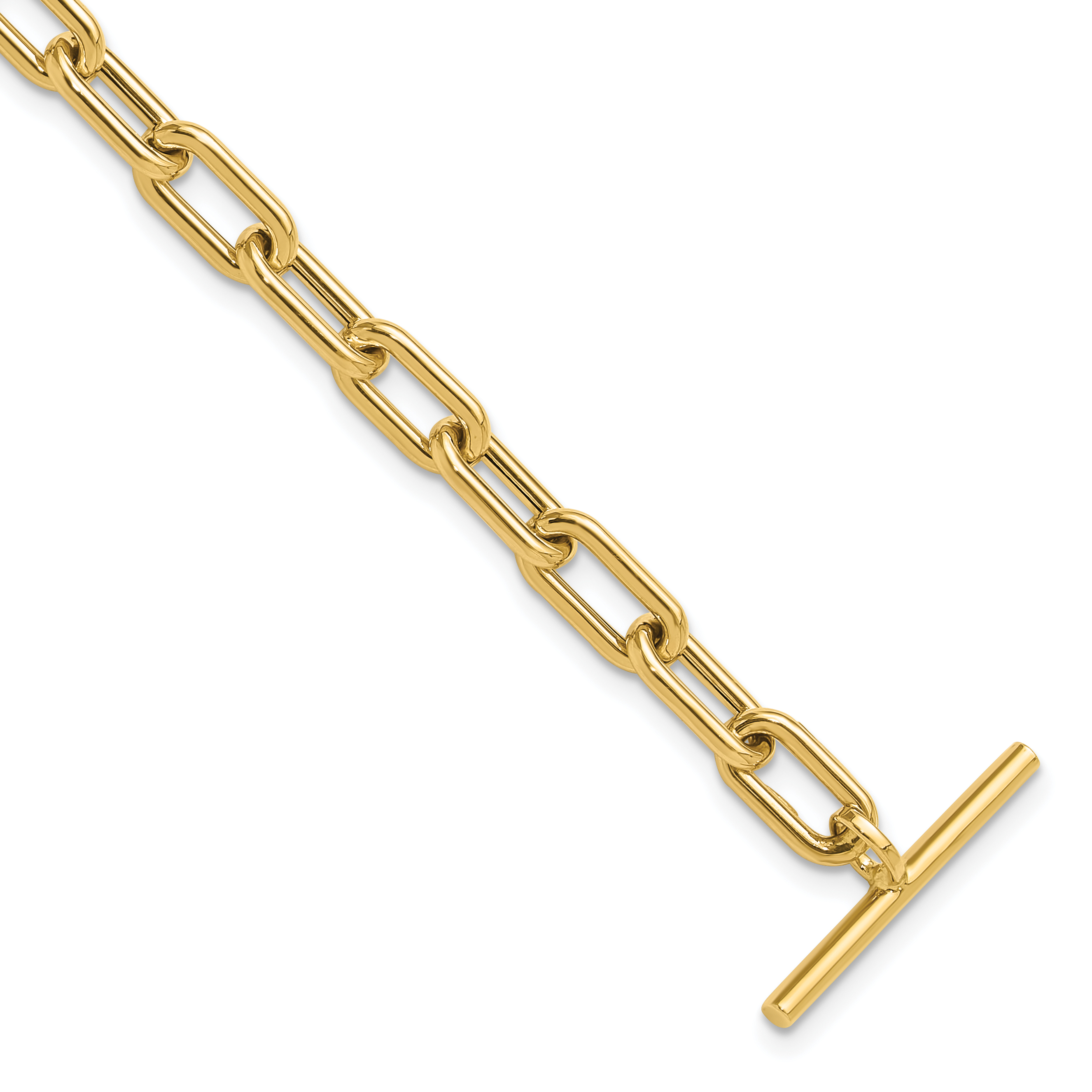 14K Polished Fancy 5mm Oval Cable Link 7.5 inch Toggle Bracelet (SF2970-7.5)