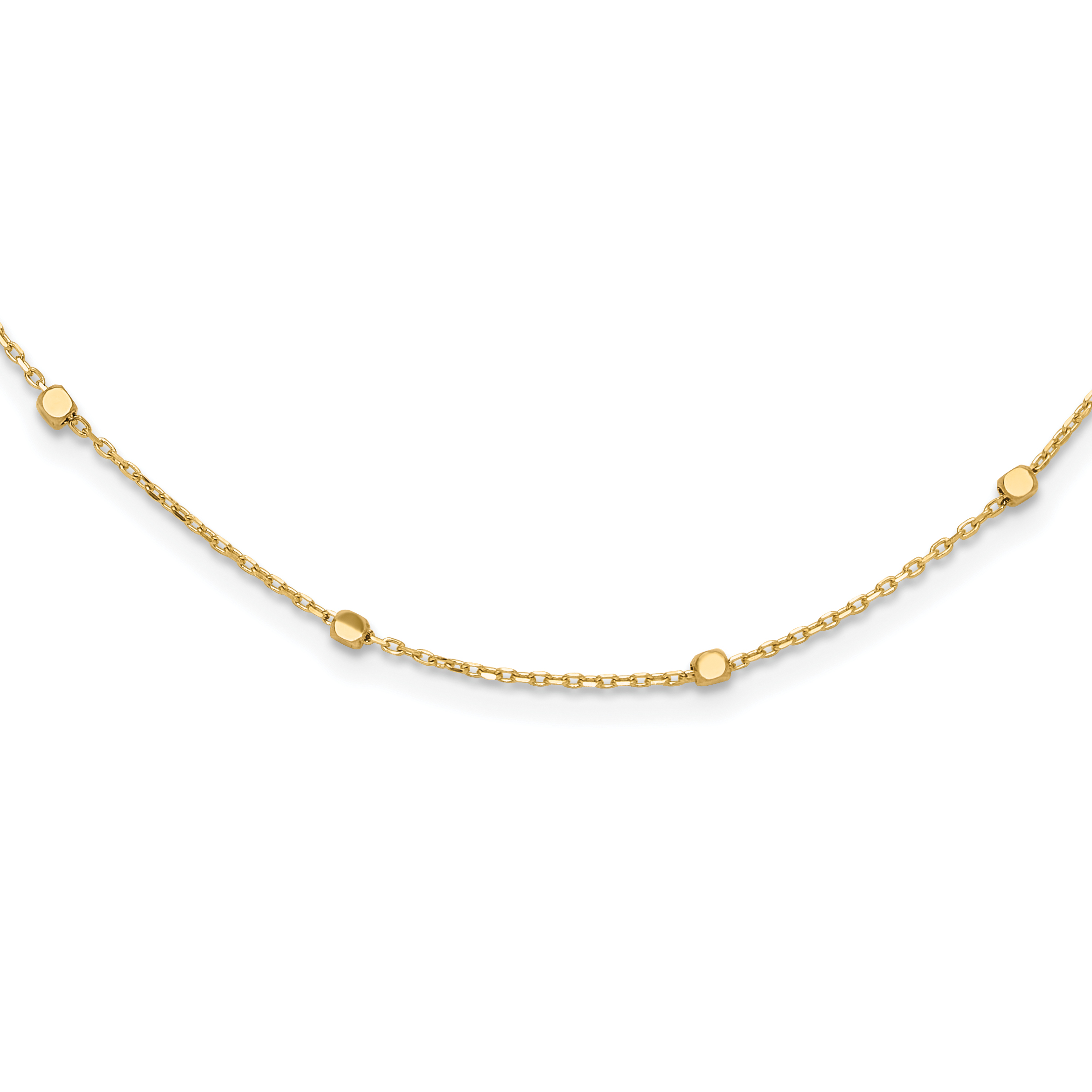 14K Polished Cube Stations 16 inch Necklace Plus 2 inch Extender (SF2975-16)