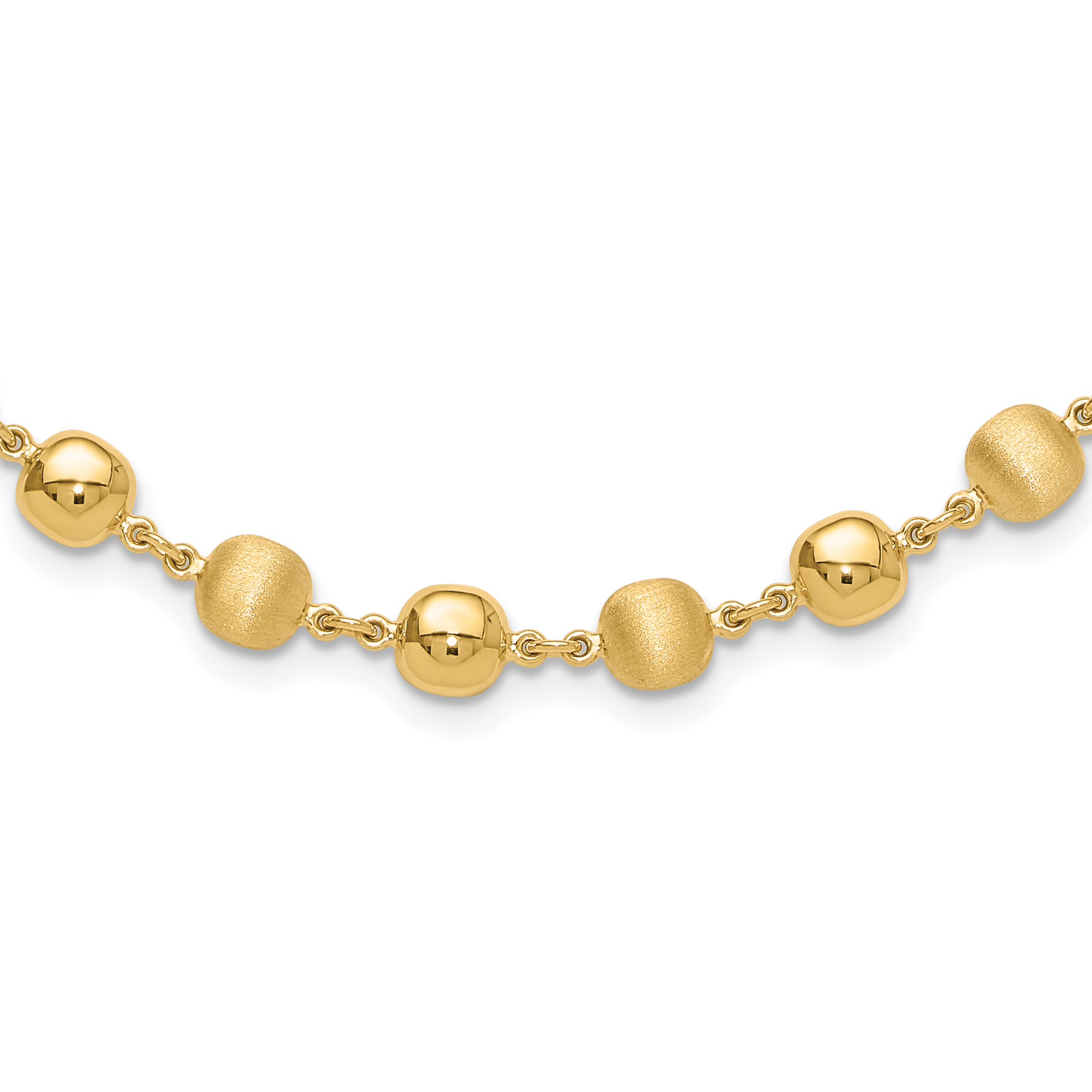 14K Polished and Satin 5.5mm Puffed Circles 17.75 inch Necklace (SF2978-17.75)