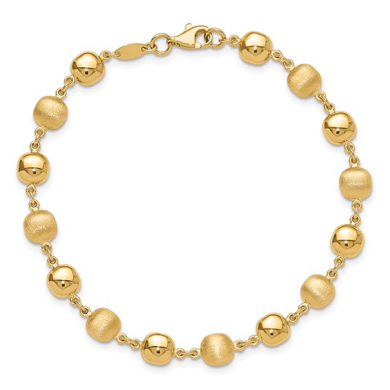 14K Polished and Satin 5.5mm Puffed Circles 7.5 inch Bracelet