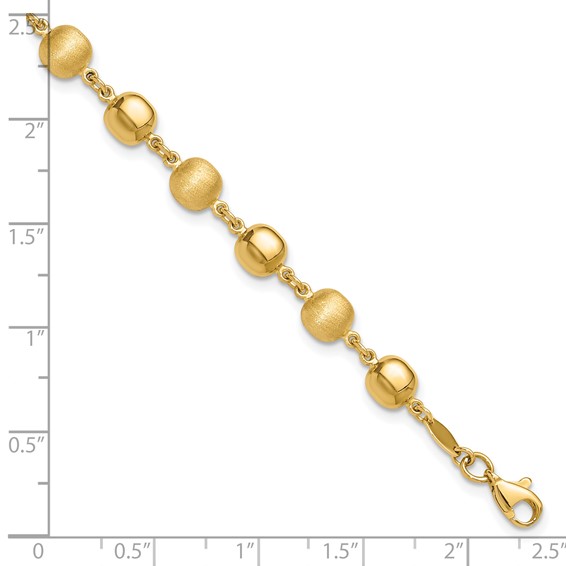 14K Polished and Satin 5.5mm Puffed Circles 7.5 inch Bracelet