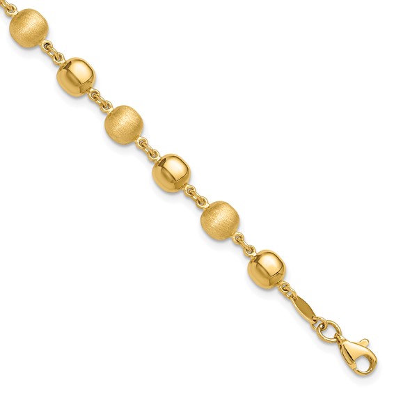 14K Polished and Satin 5.5mm Puffed Circles 7.5 inch Bracelet