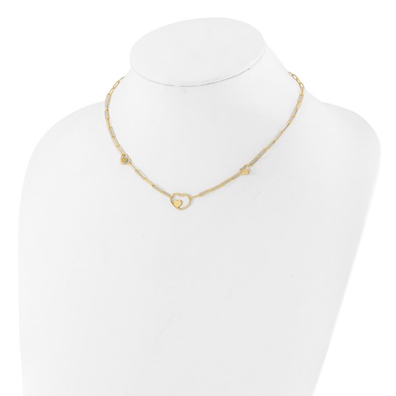 14K Paperclip Link Heart 16in w/2in ext. Necklace