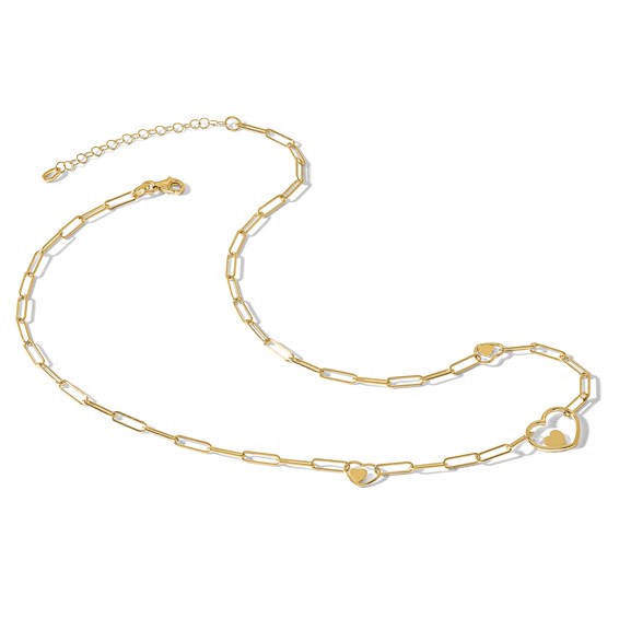 14K Paperclip Link Heart 16in w/2in ext. Necklace