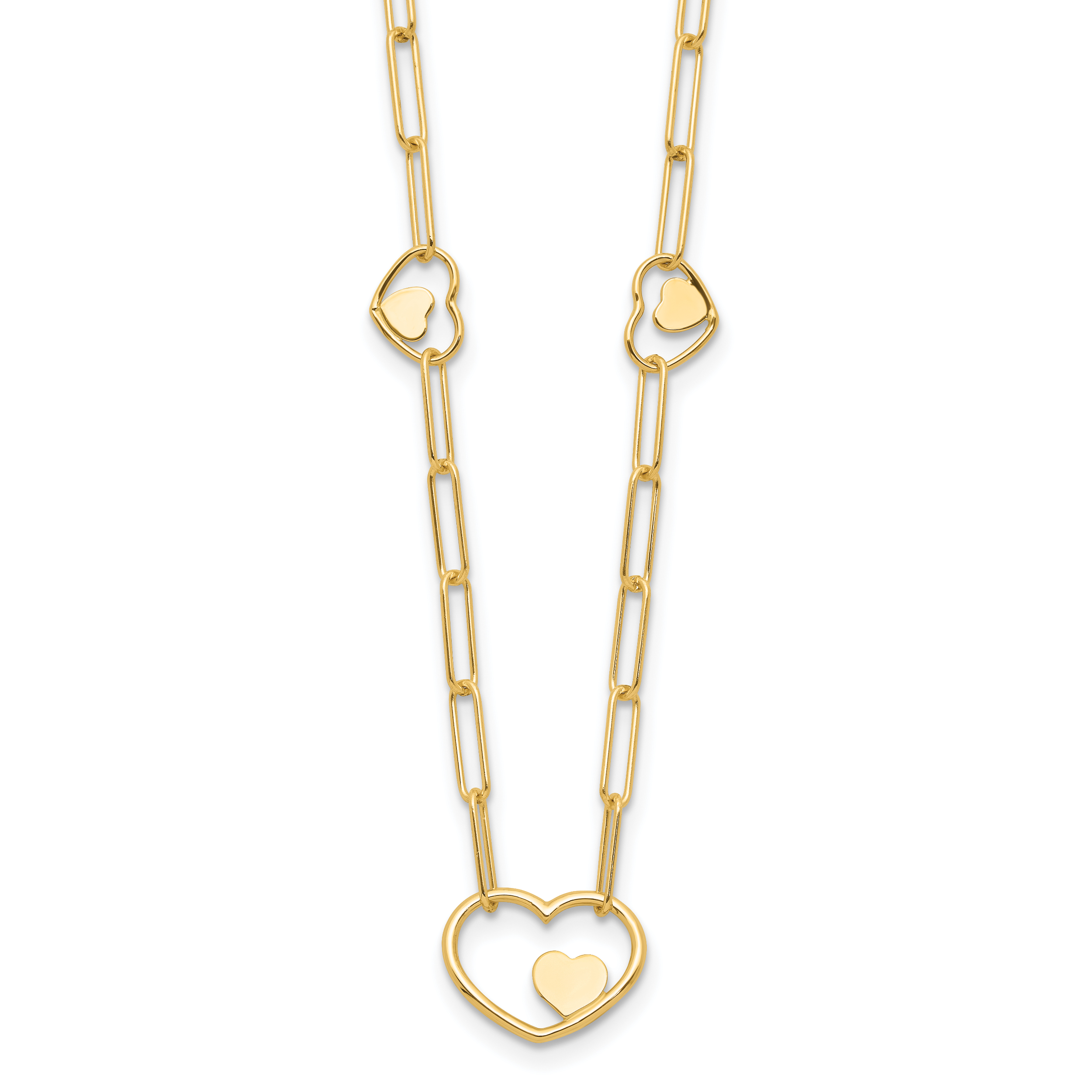 14K Paperclip Link Heart 16in w/2in ext. Necklace (SF2979-16)