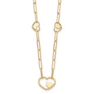 14K Paperclip Link Heart 16in w/2in ext. Necklace