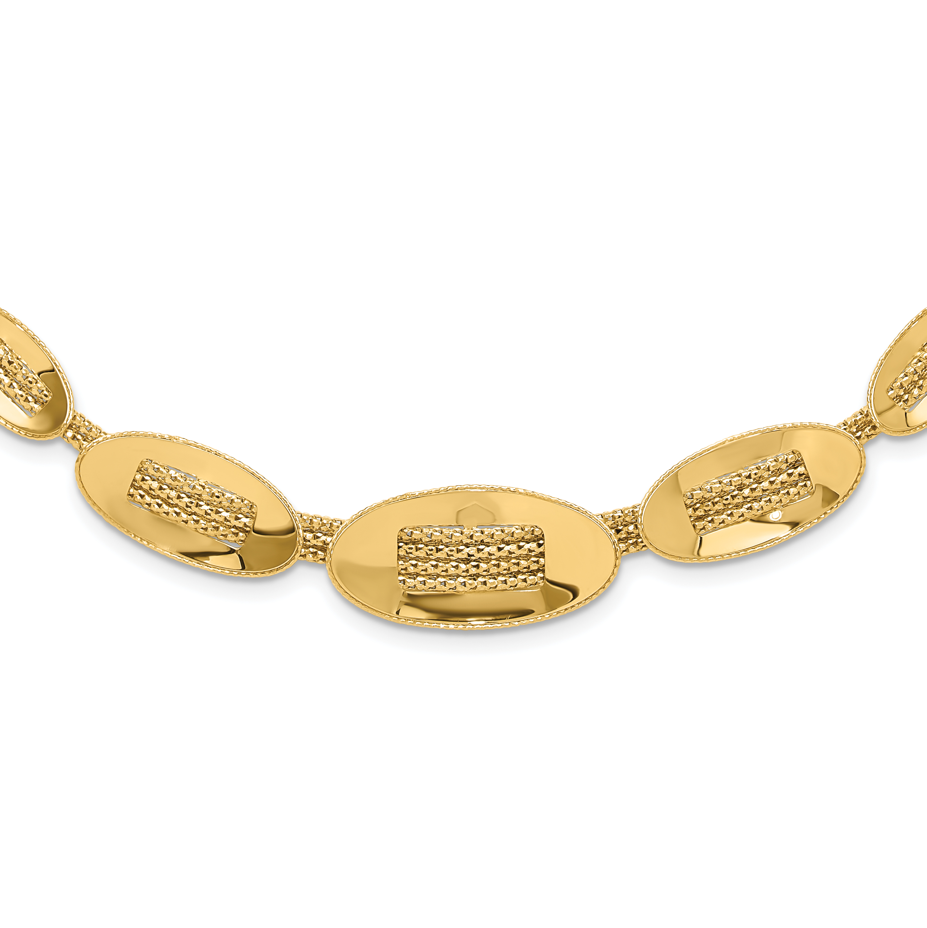14K Polished and Textured Fancy Plus 2in ext. Necklace (SF2984-16)
