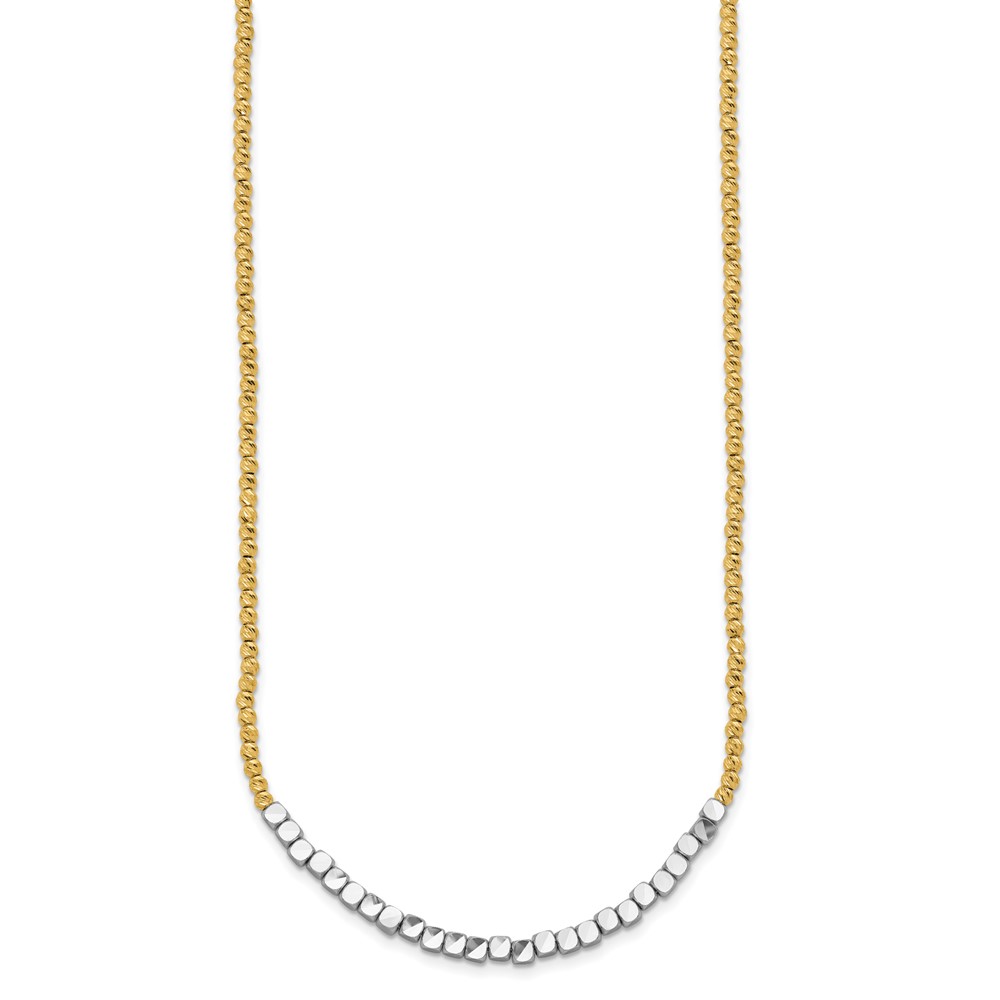 14K Two-tone Diamond-cut Beaded 18in Necklace (SF2987-18)