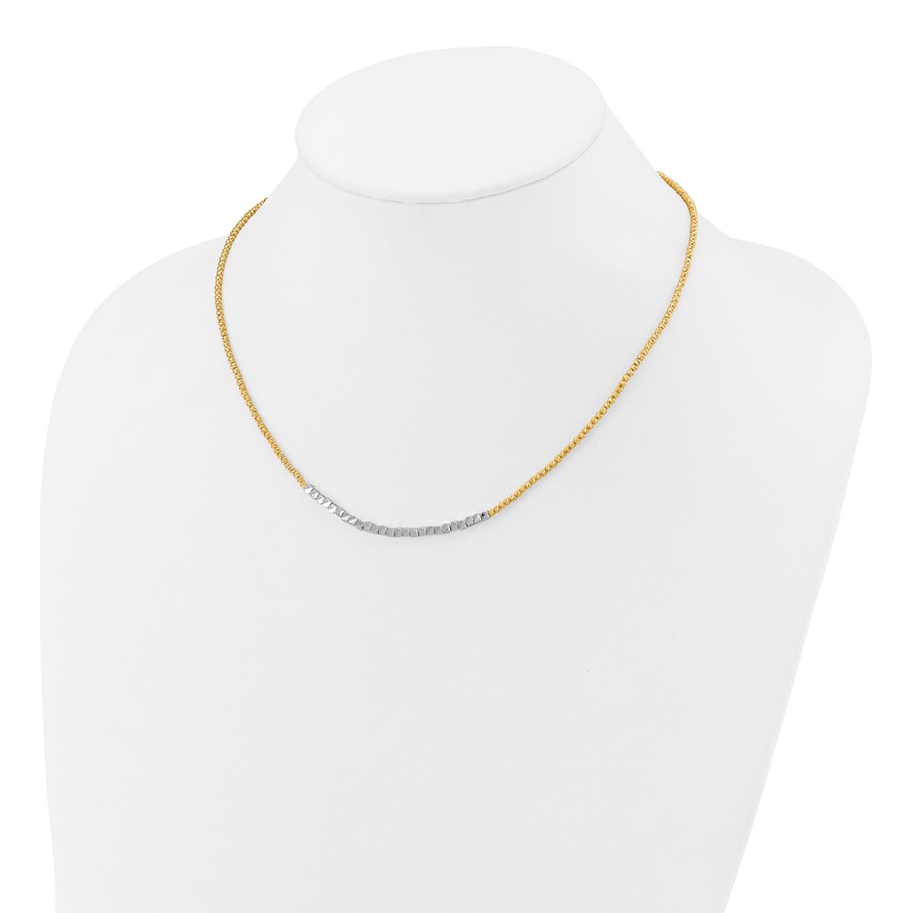 14K Two-tone Diamond-cut Beaded 18in Necklace (SF2987-18)
