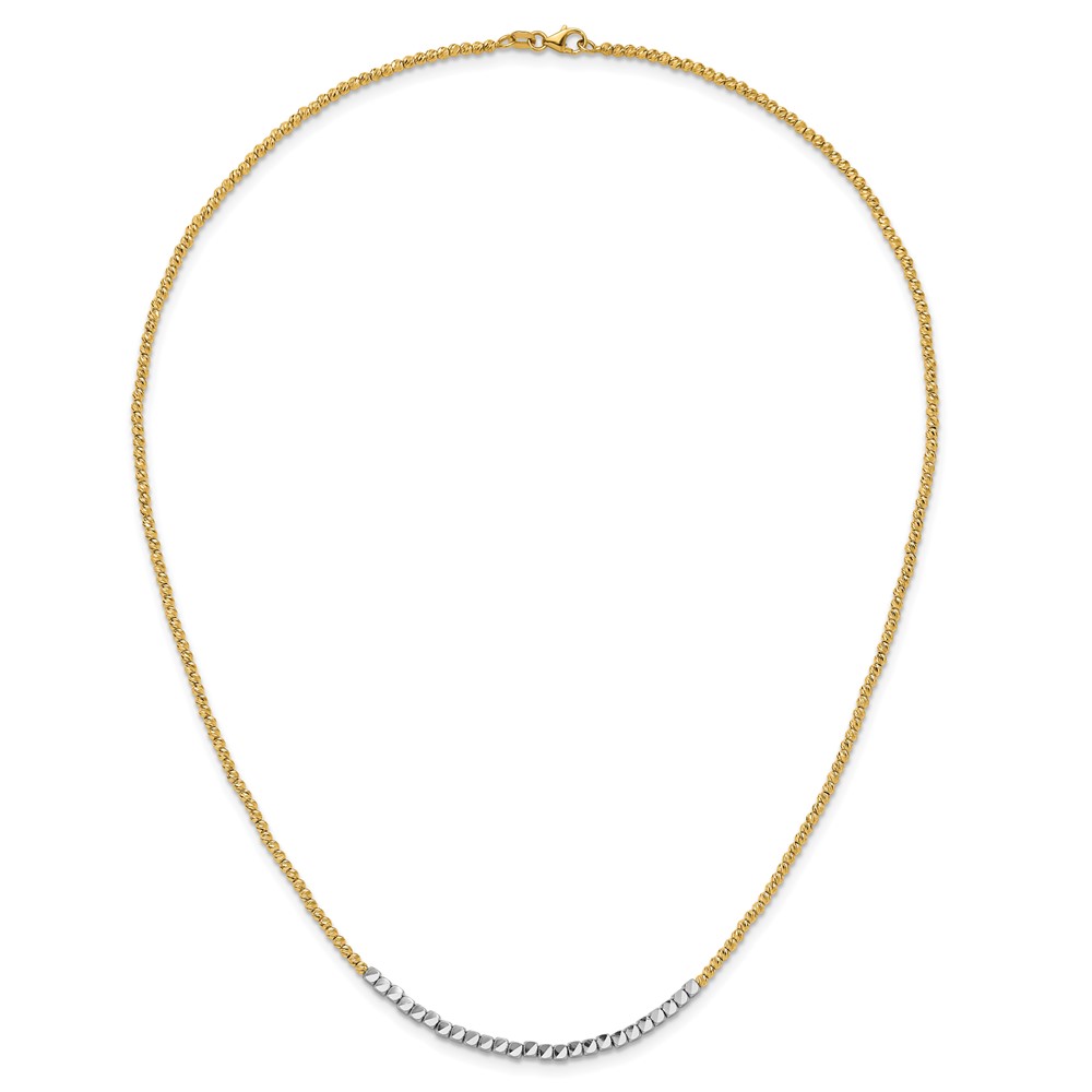 14K Two-tone Diamond-cut Beaded 18in Necklace (SF2987-18)