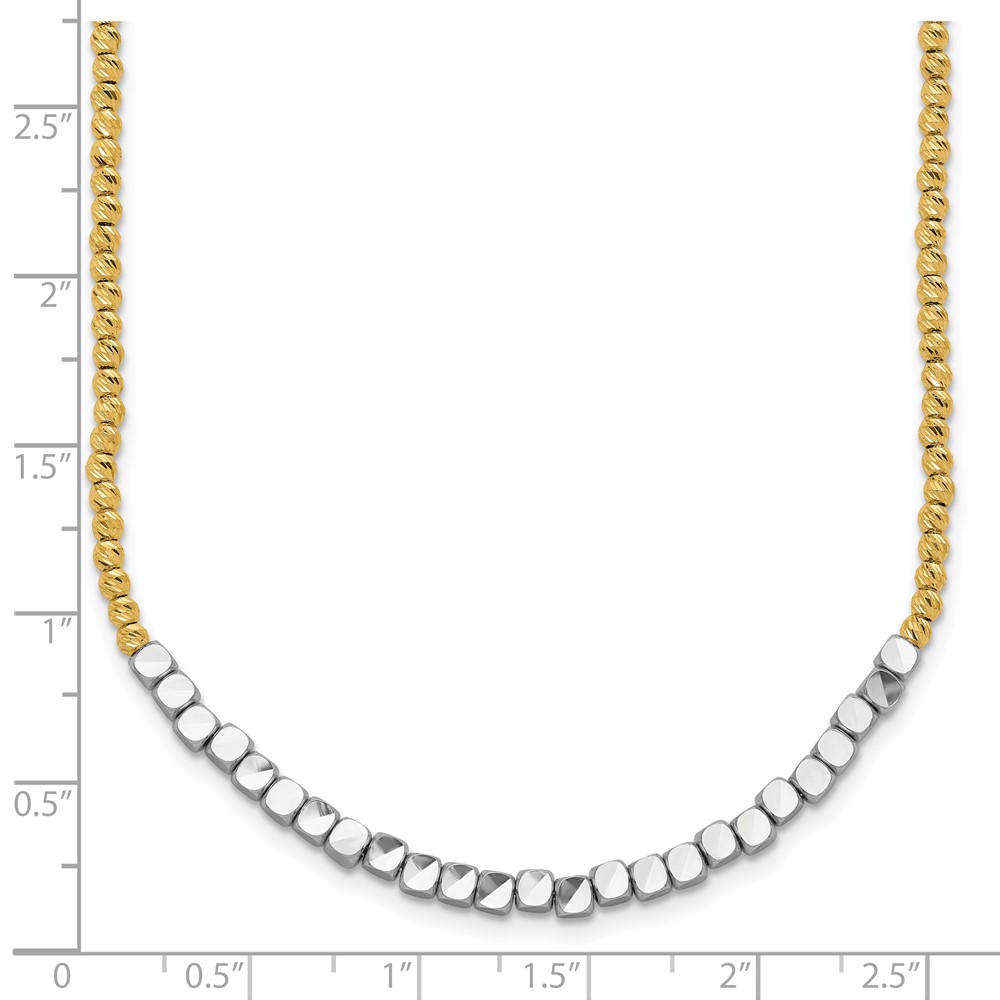 14K Two-tone Diamond-cut Beaded 18in Necklace (SF2987-18)