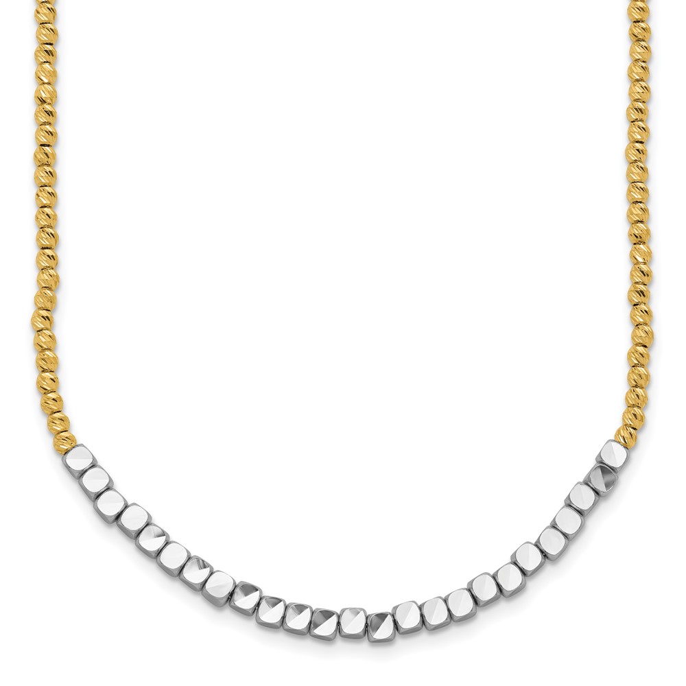 14K Two-tone Diamond-cut Beaded 18in Necklace (SF2987-18)