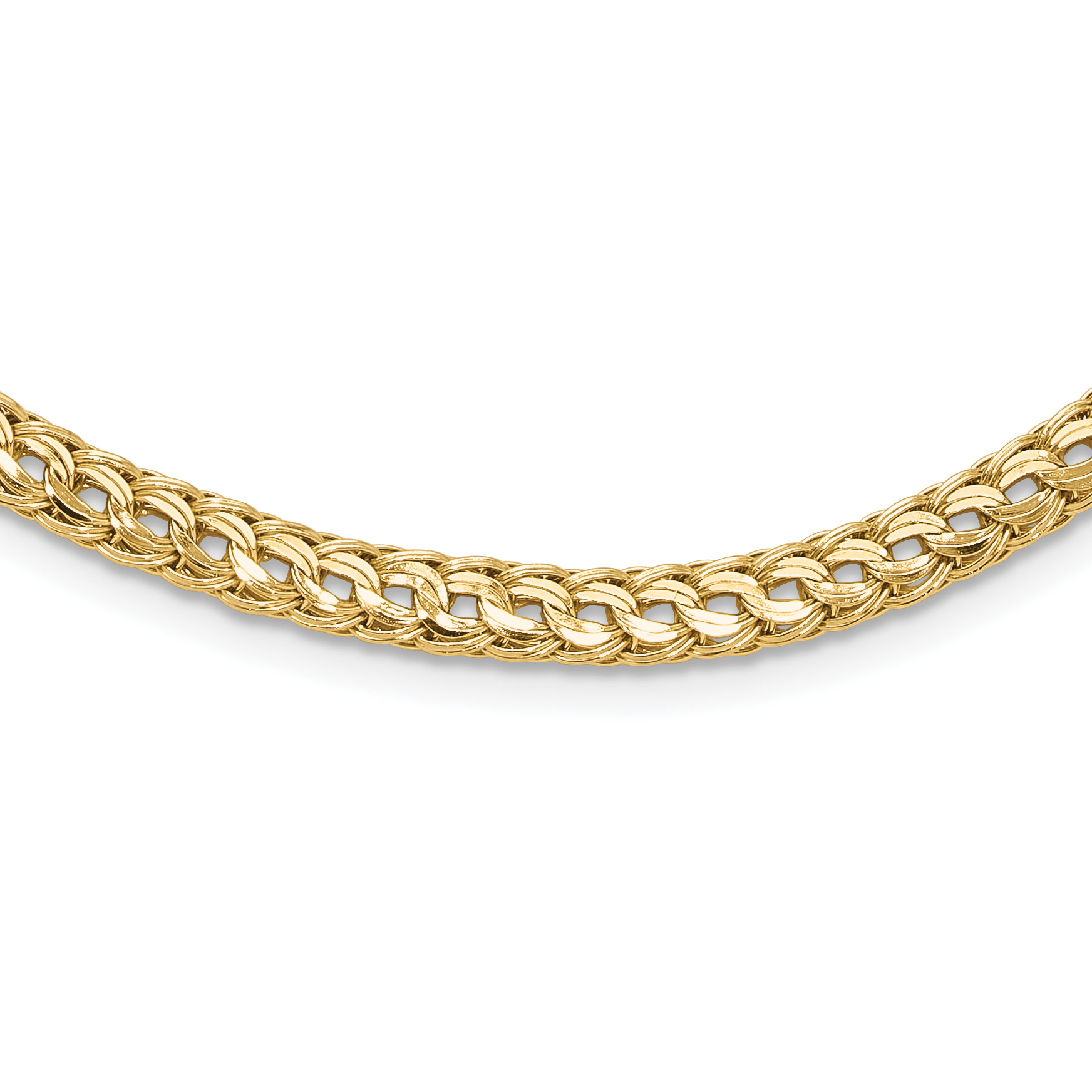 14K Polished 4.5mm Fancy Diamond-cut Link 18 inch Necklace (SF2997-18)