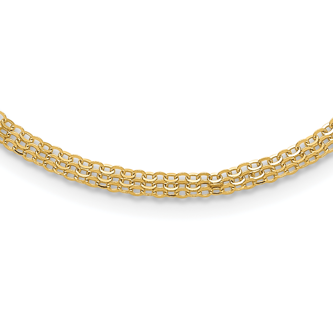 14K Polished Fancy Triple Cable Chain Necklace (SF2998-18)