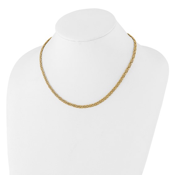 14K Polished 4.25mm Fancy Byzantine Link 18 inch Necklace