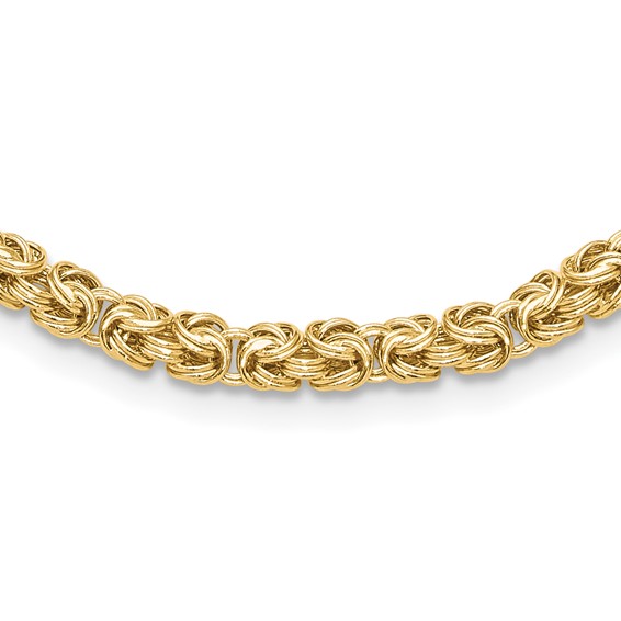 14K Polished 4.25mm Fancy Byzantine Link 18 inch Necklace