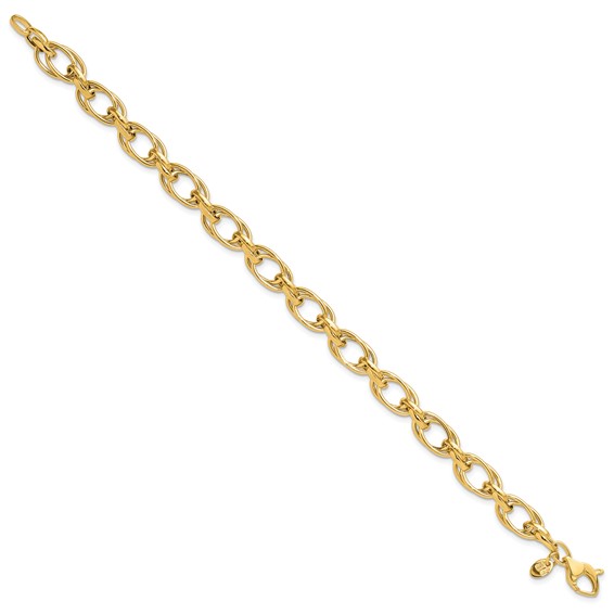 14K Polished 7.5mm Fancy Double Link 8 inch Bracelet