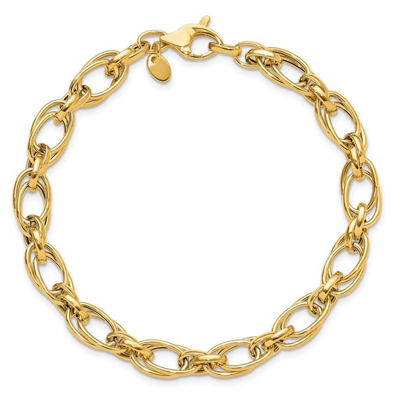 14K Polished 7.5mm Fancy Double Link 8 inch Bracelet