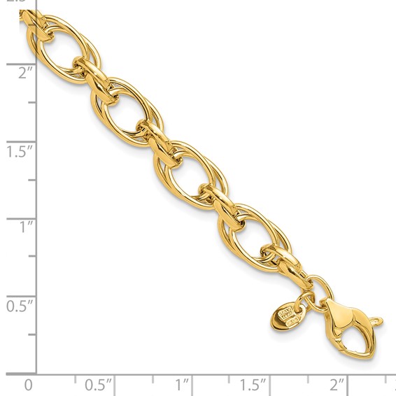 14K Polished 7.5mm Fancy Double Link 8 inch Bracelet