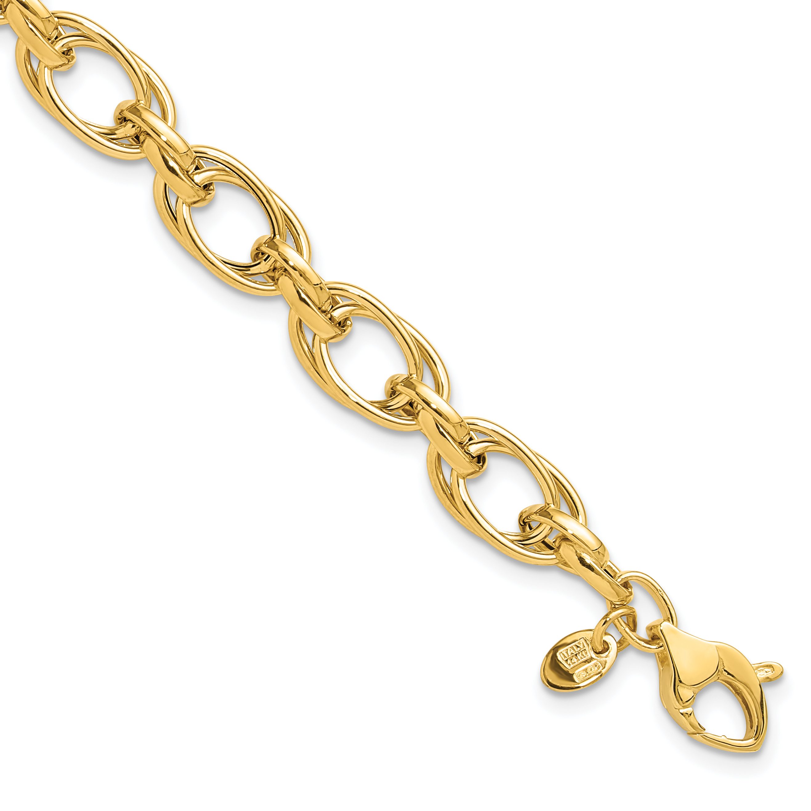 14K Polished 7.5mm Fancy Double Link 8 inch Bracelet (SF3005-8)