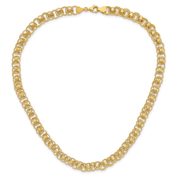 14K Polished 7.6mm Fancy Double Link 18 inch Necklace