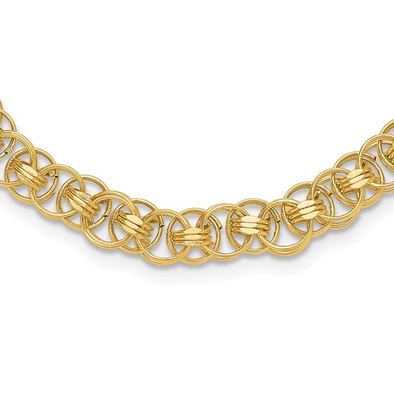 14K Polished 7.6mm Fancy Double Link 18 inch Necklace
