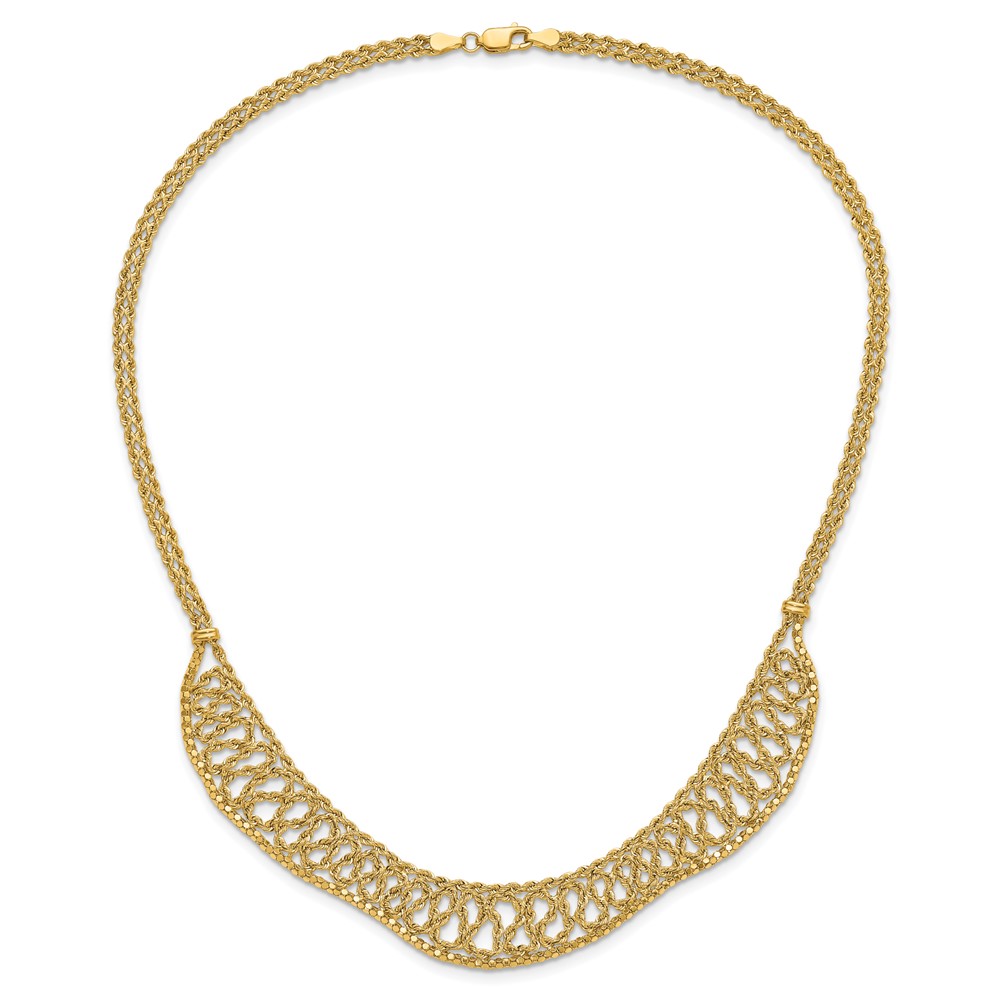 14K Diamond-cut Braided Rope Chain Fancy Front Drape 17.25 inch Necklace (SF3011-17.25)